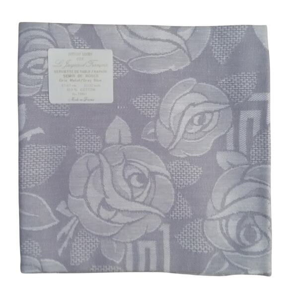 Jacquard Francais Primrose Bordier Lavender Dinner Napkins Roses Set of Four NWT - Picture 9 of 16